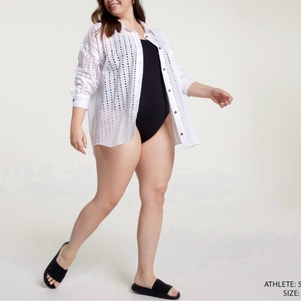 NWOT CALIA Oversized WHITE SWIM COVERUP TOP Sz XXL